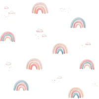 Boho Rainbows Nursery Sky Large in White tapet