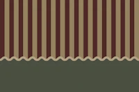 Mid-century Scallop Stripes - Green & Beige tapet