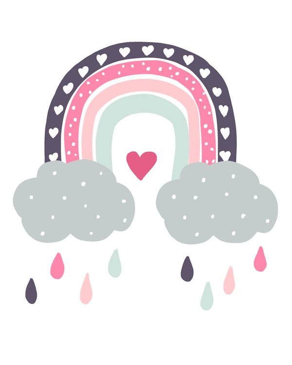 Blush Pink Rainbow Heart Clouds