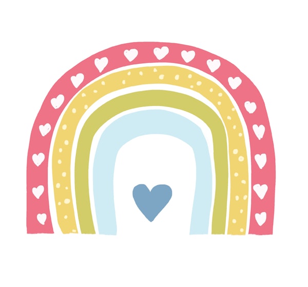 Powder blue rainbow with heart