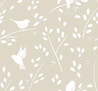 Warm beige bird silhouettes and leaves tapeta