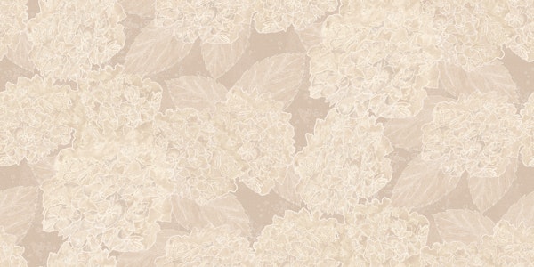 Cream Hydrangea Blossoms On Beige