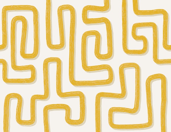 brush stroke squiggles - mustard on off white