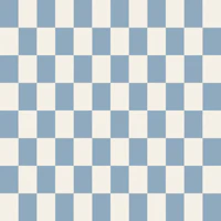 Ivory Checker with Powder Blue tapeet