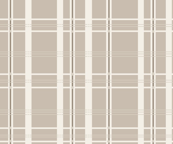 Taupe and ivory windowpane plaid