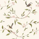 Brown Birds Cherry Blossoms Chinoiserie Cream