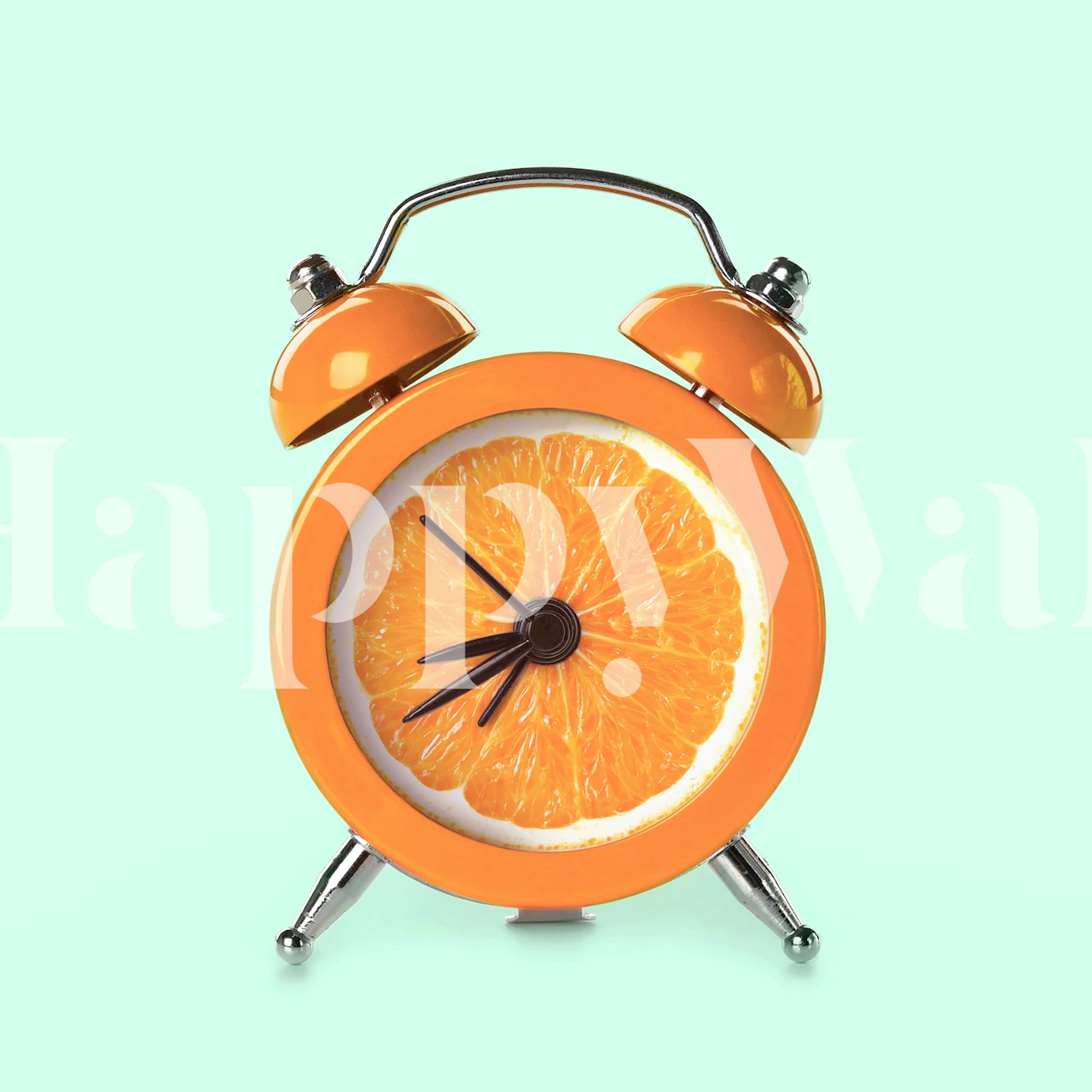 Design Orange Clockwork Em Um Papel De Parede Vibrante