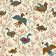 Brown and blue folk birds