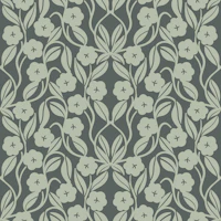Sage green floral vine lattice wallpaper