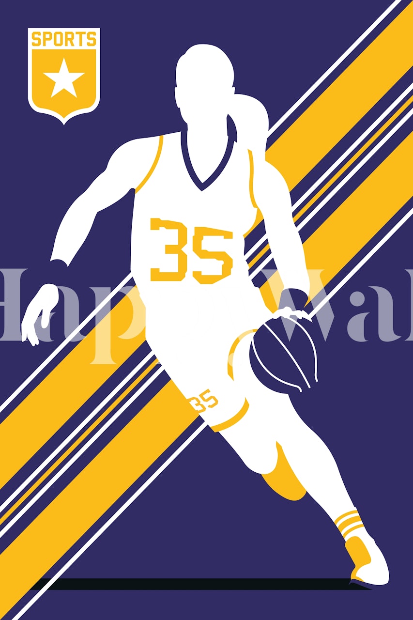 Ταπετσαρία Basketball Blue σε έναν μοντέρνο χώρο