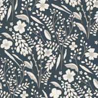 Wildflower Sprigs Beige Cream Dark Blue tapet