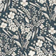 Wildflower Sprigs Beige Cream Dark Blue