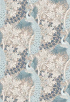 Fig and Peacock in Blue Cream Beige wallpaper