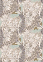 Fig and Peacock in Beige Mint Mustard Cream wallpaper