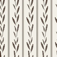 Brown Leaves with Pinstripes on Ivory wallpaper