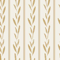 Ochre Leaves with Pinstripes on Ivory wallpaper
