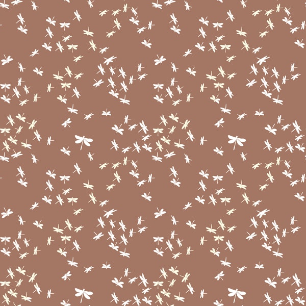 Dragonflies on terracotta brown