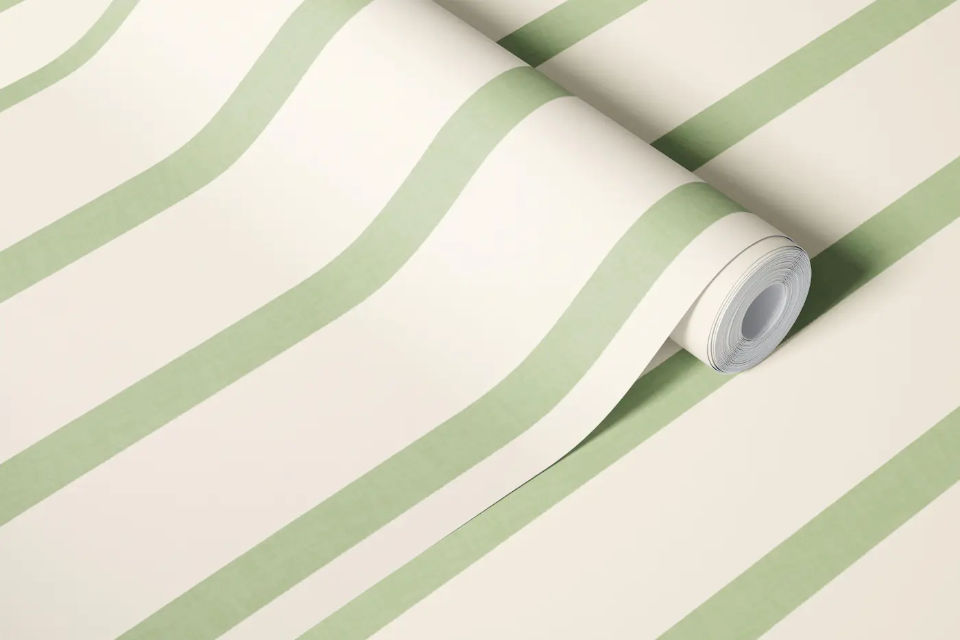 Classic Sage Green Linen Textured Stripe wallpaper roll
