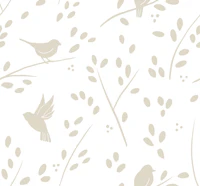 Ivory Taupe Woodland Bird Nursery wallpaper