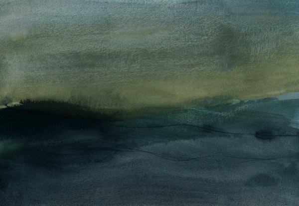 Deep teal misty landscape