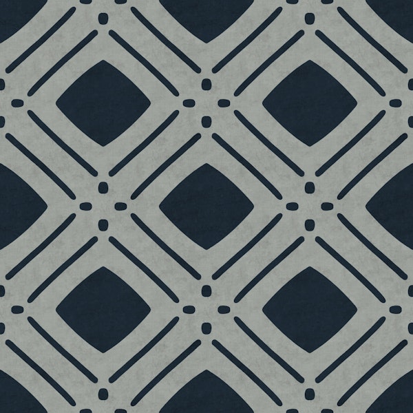 Navy diamond lattice on light gray