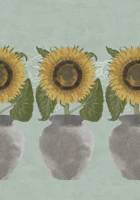 Sunflowers in Pots - Sage Green Frieze tapet