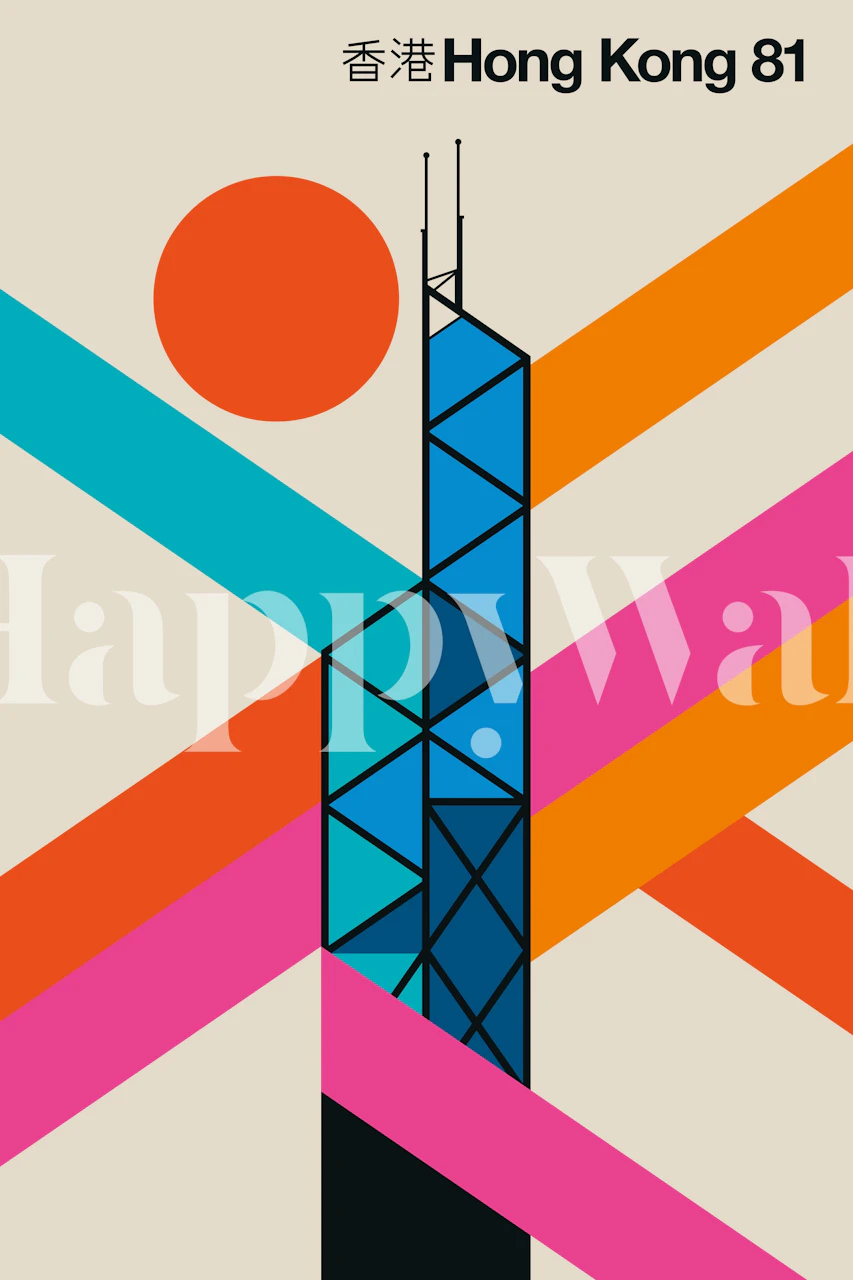 Hong Kong 81 wallpaper displayed in a room