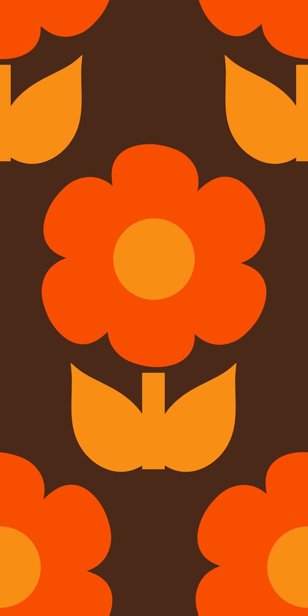Retro 70s Flowers Orange Brown Jonnty Pattern