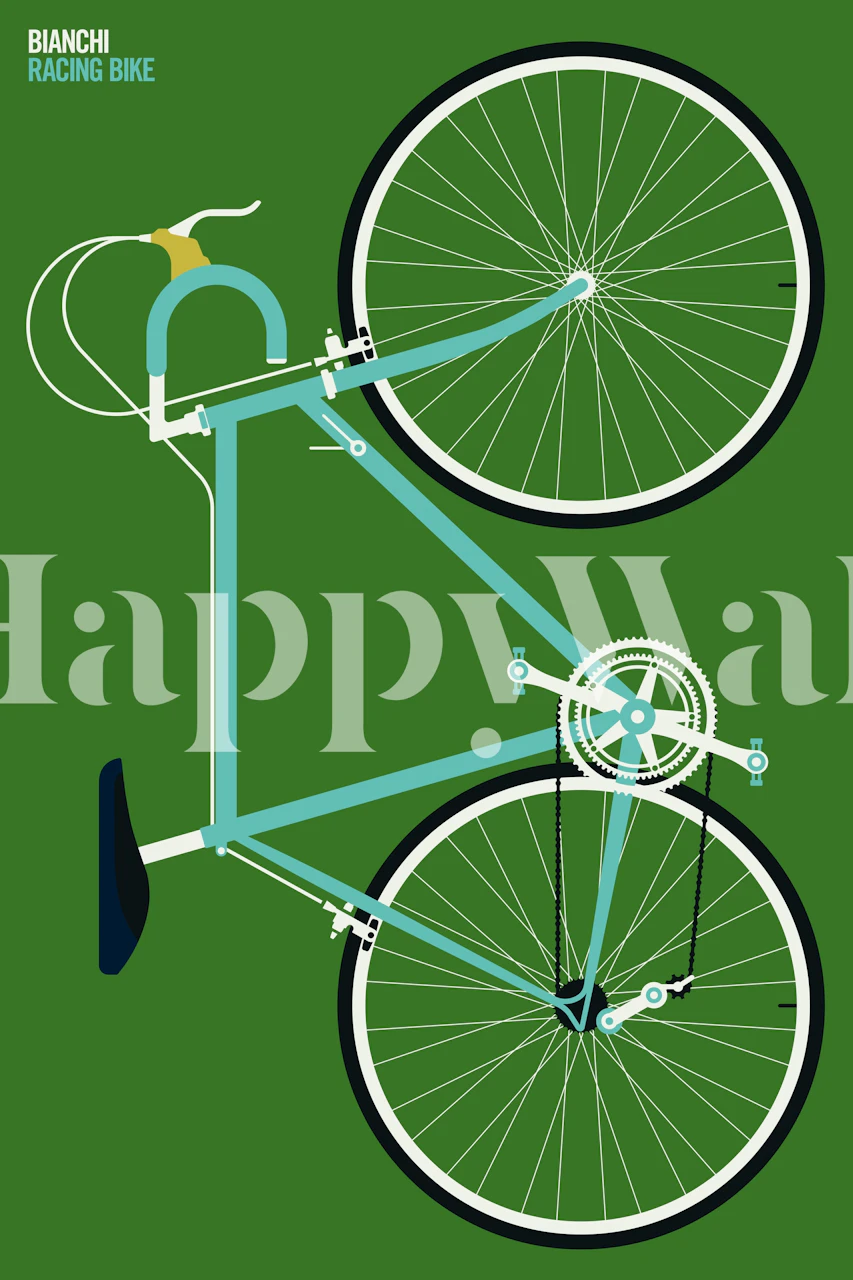Green Bianchi racing bike graphic wallpaper