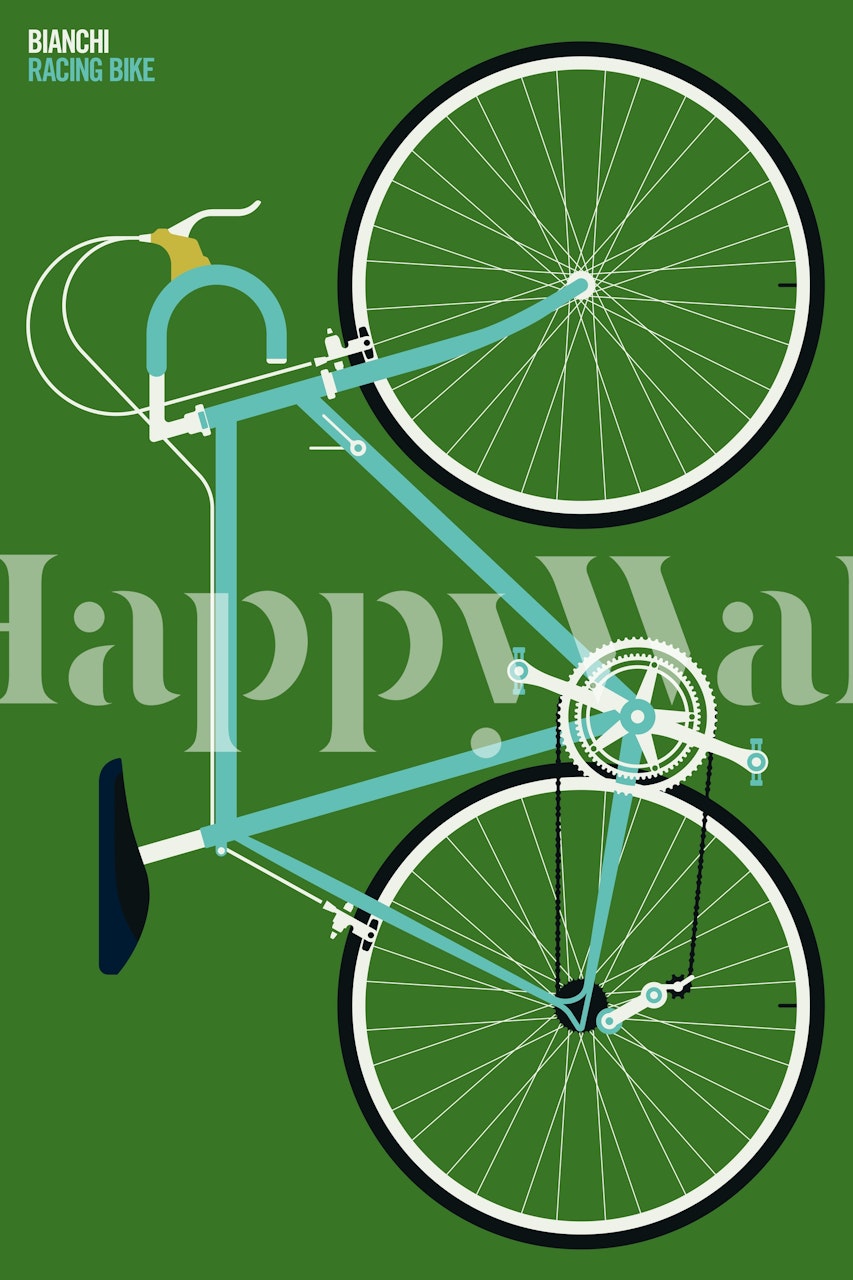 Green Bianchi racing bike graphic wallpaper