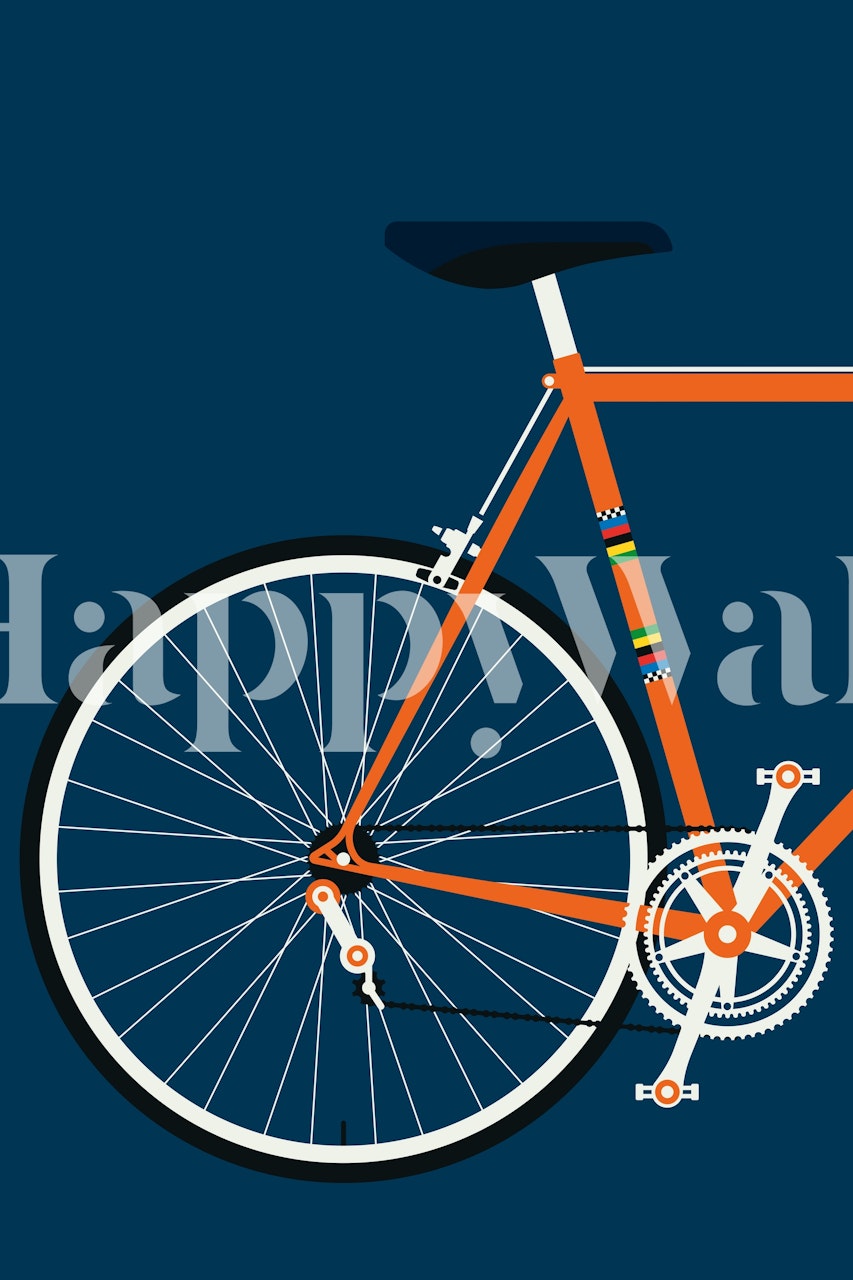 Pyörä inspiroima tapetti huoneessa