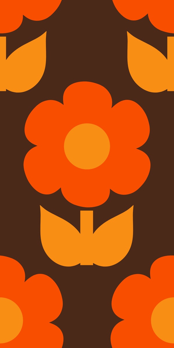 Retro 70s Flowers Brown Orange Jonnty Pattern
