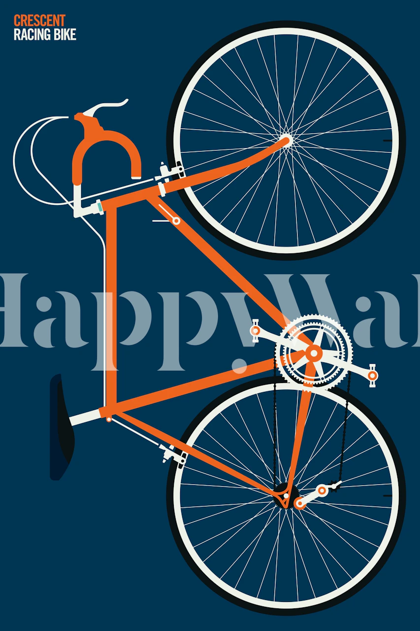 Illustration of an orange racing bicycle design on a blue background wallpaper