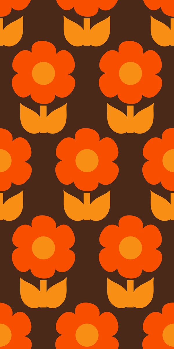 Retro Flowers 70s Jonnty Pattern Orange Brown