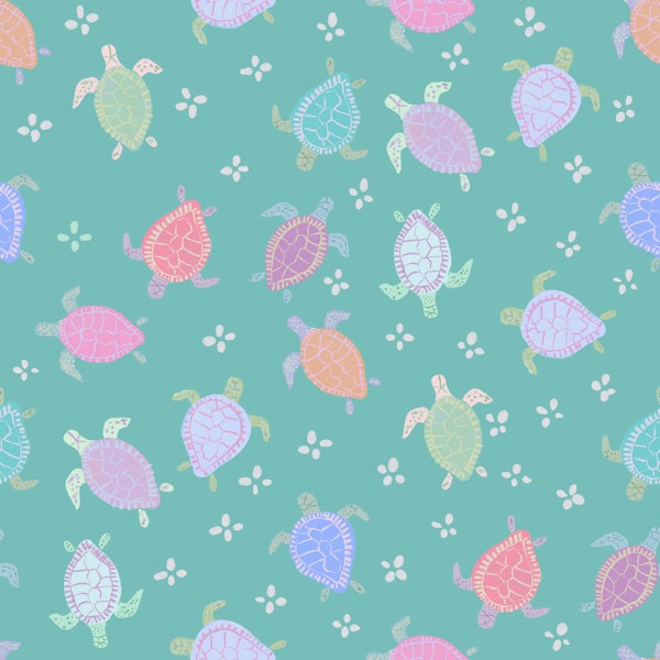 Swimming like Turtles- Light Teal