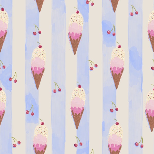 Ice Cream- Blue Stripes