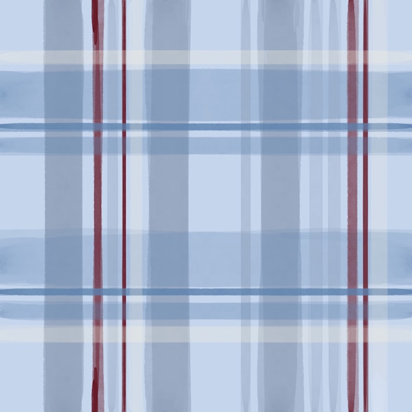 Watercolor Plaid- Blue Red