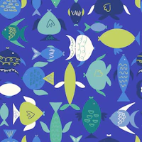 Bold Deep Sea Fish on Cobalt Blue Drench wallpaper