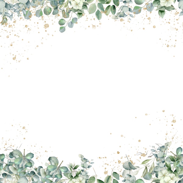 Sage Green Eucalyptus border gold glitter