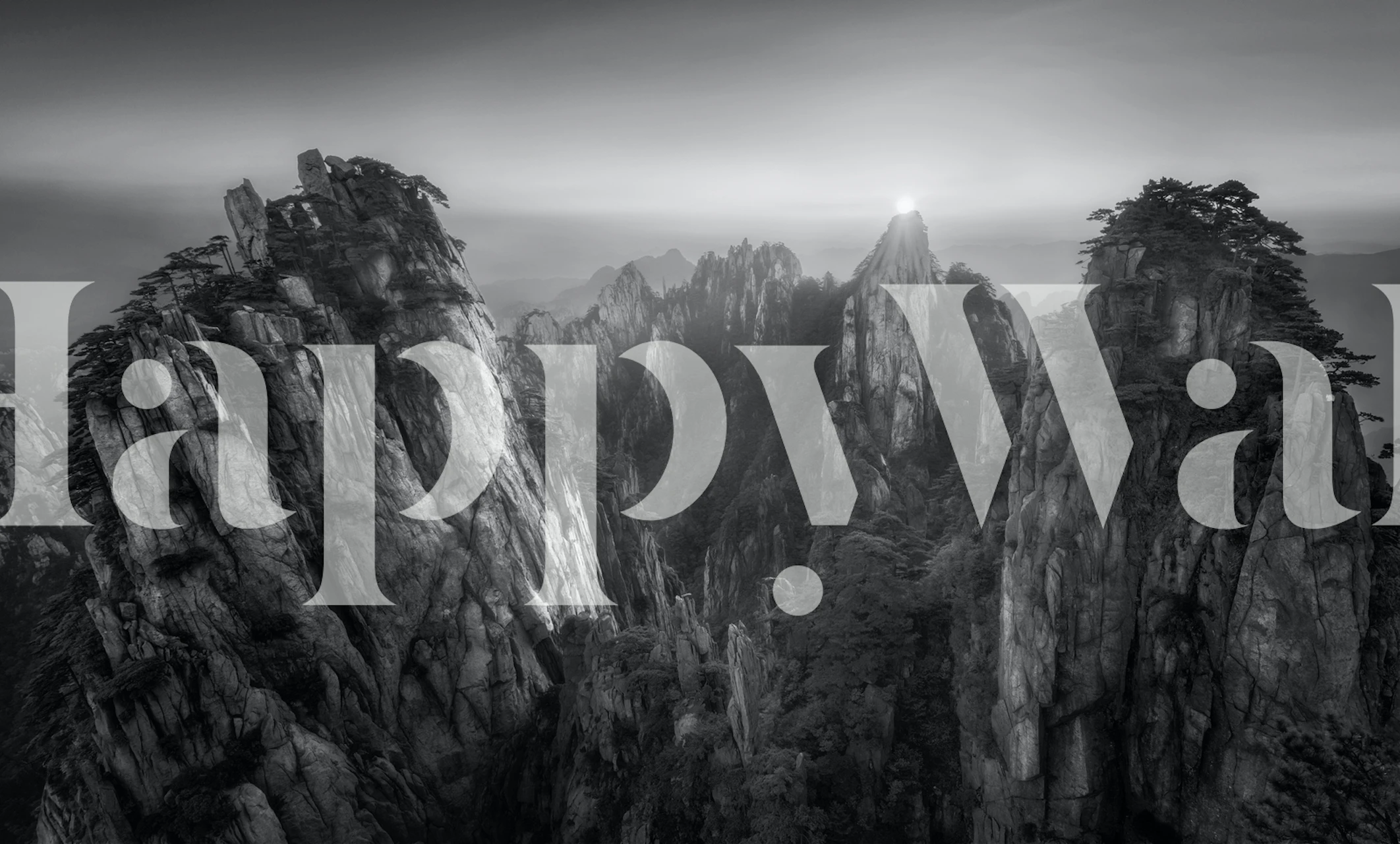 Black and white mountain landscape wallpaper