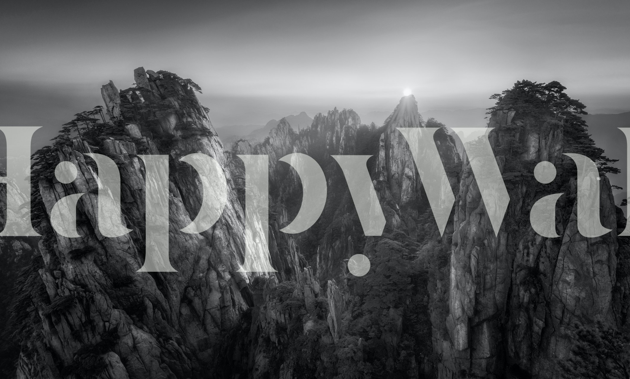 Black and white mountain landscape wallpaper