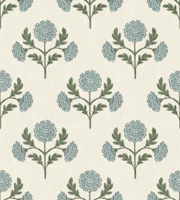Rustic Carnation Flowers in Blue & Green tapete