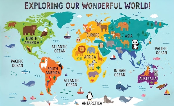 World map with continents