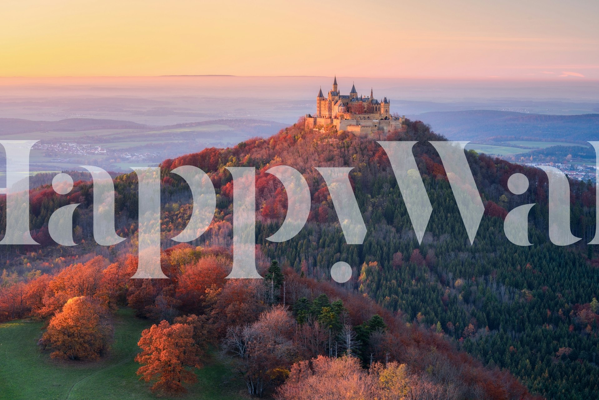 Golden Autumn Evening landskapsbakgrunn