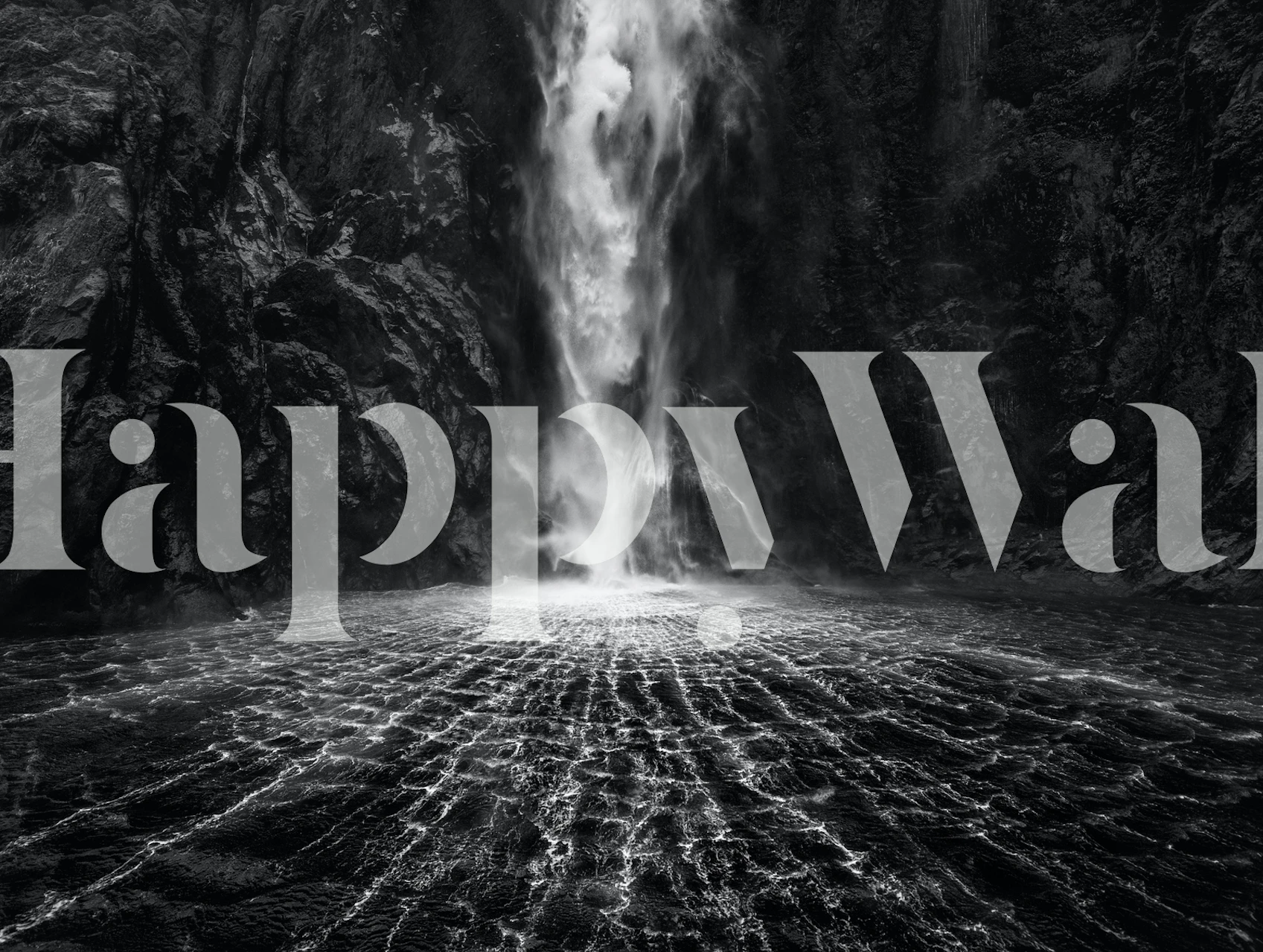 Monochromatyczna fototapeta wodospad z grą światła i cienia