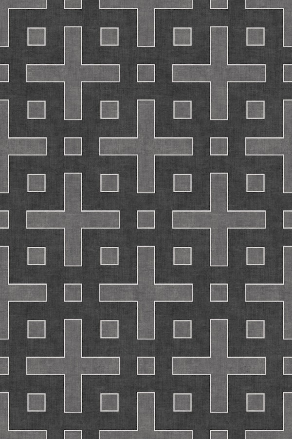 Charcoal Gray Crosses And Squares Large