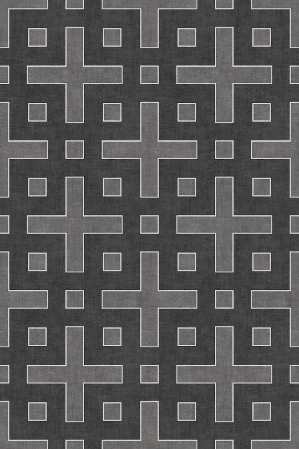Charcoal Gray Crosses And Squares Small