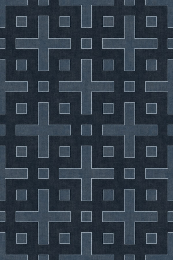 Navy Blue Crosses and Squares Small