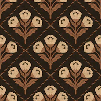 Espresso brown folk flowers trellis tapet