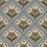 Slate gray floral diamond trellis tapeet